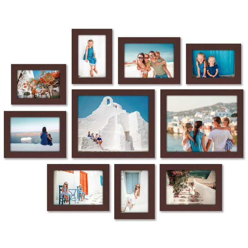 Americanflat Set of 10 Picture Frames with Shatter-Resistant Glass - Gallery Wall Frame Set with Two 8x10, Four 5x7 and Four 4x6 Frames - Signature Collection - Mahogany - Image 1